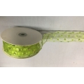 Sheer Wired Ribbon with Glitter Dots Lime 1.5" 25y